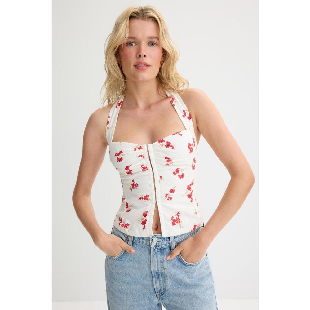 Bardot White Rixton Printed Halter Top Size XXL